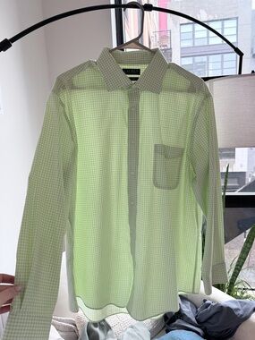 Lauren Ralph Lauren Light Green Gingham Button-Up Shirt